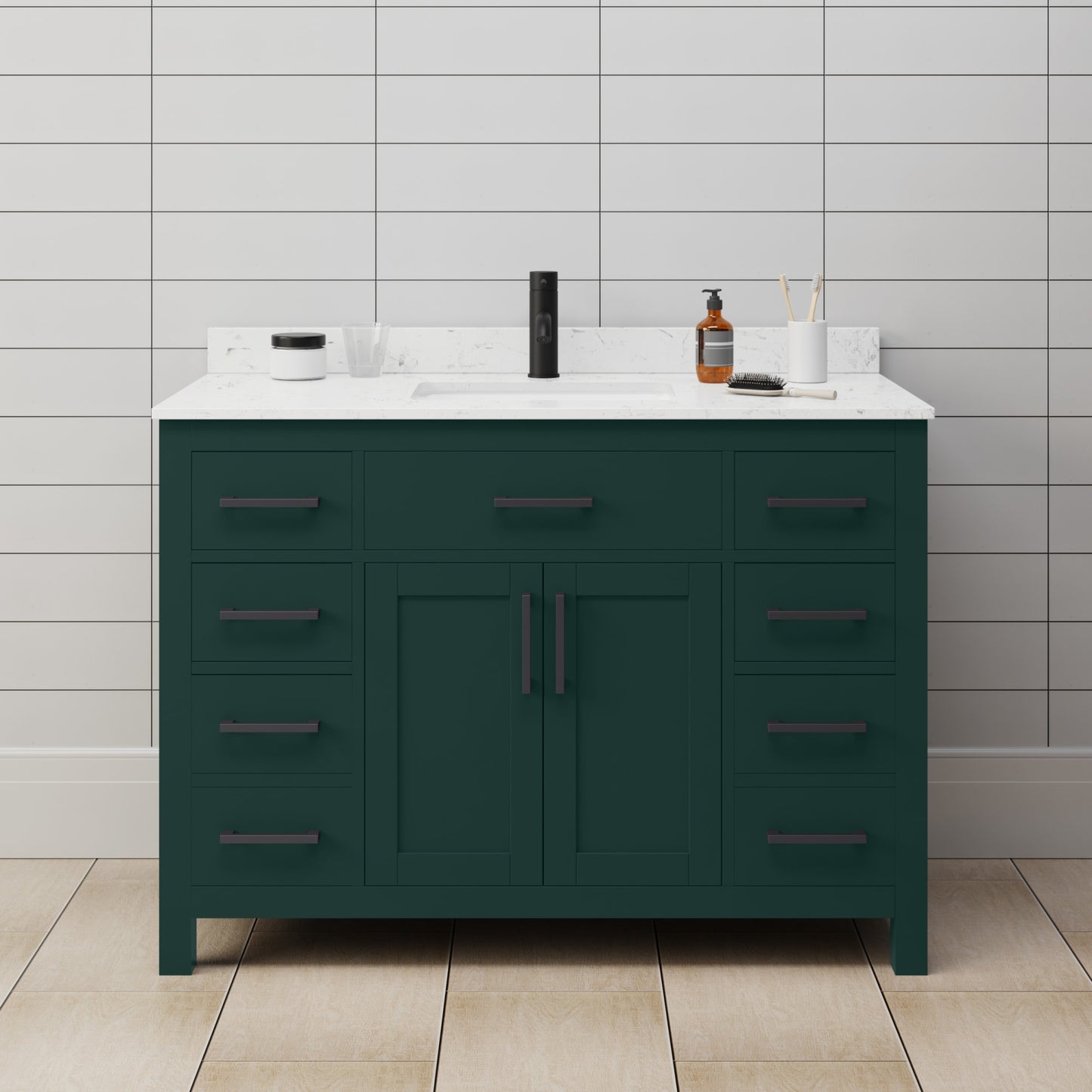 Beckett Bathroom Vanity with Countertop 48 inch Single Sink Single hole Faucet Setup