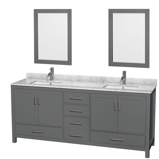 Sheffield Bathroom Vanity with Countertop 80 inch Double Sink Single hole Faucet Setup