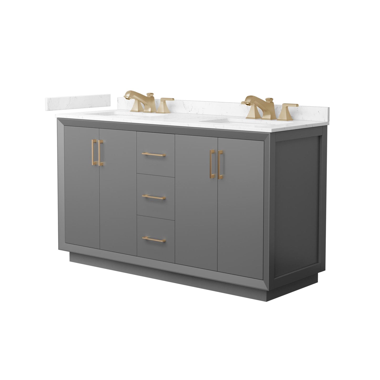 Strada Bathroom Vanity with Countertop 60 inch Double Sink 3-hole Faucet Setup