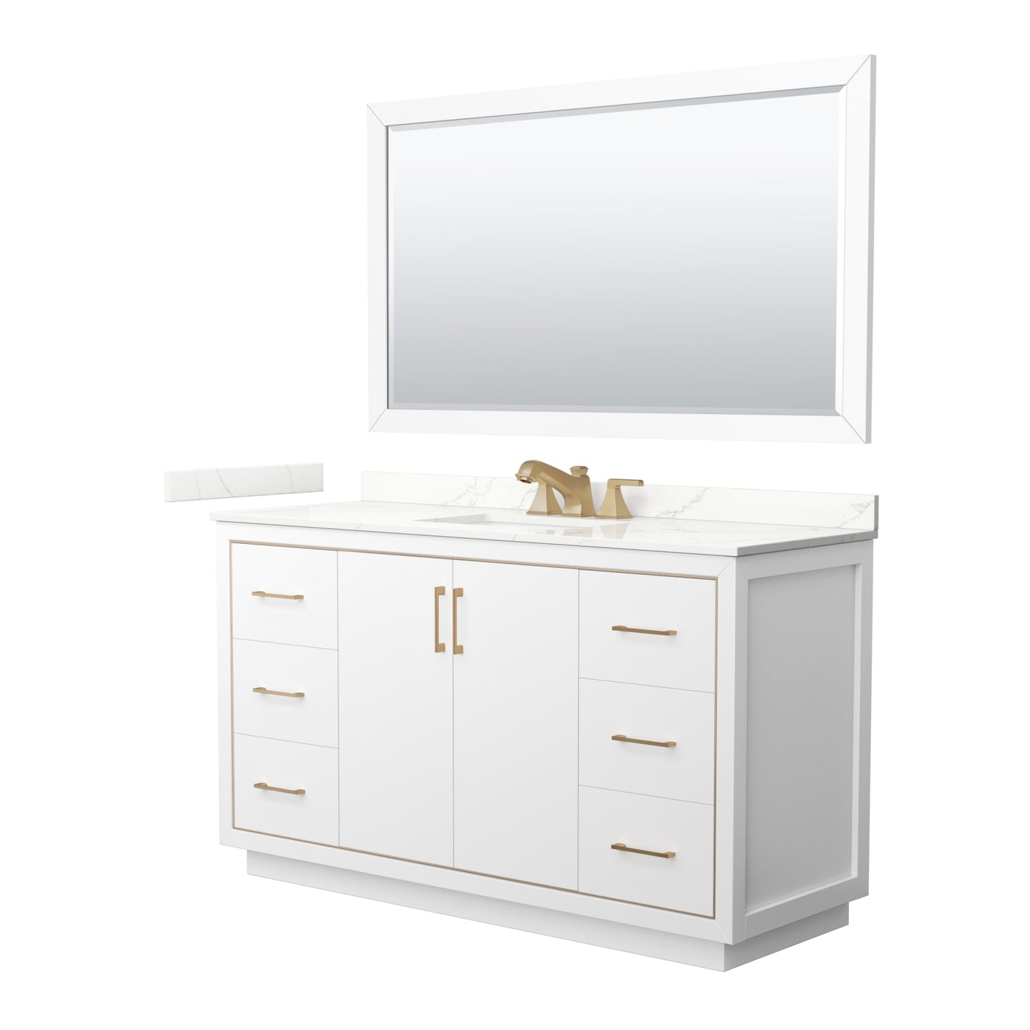 Icon Bathroom Vanity with Countertop 60 inch Single Sink 3-hole Faucet Setup