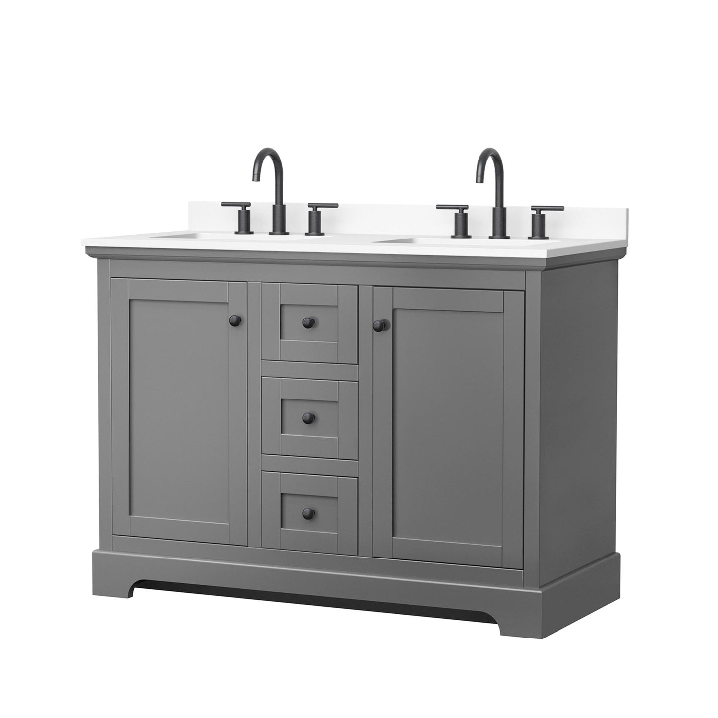 Avery Bathroom Vanity with Countertop 48 inch Double Sink 3-hole Faucet Setup