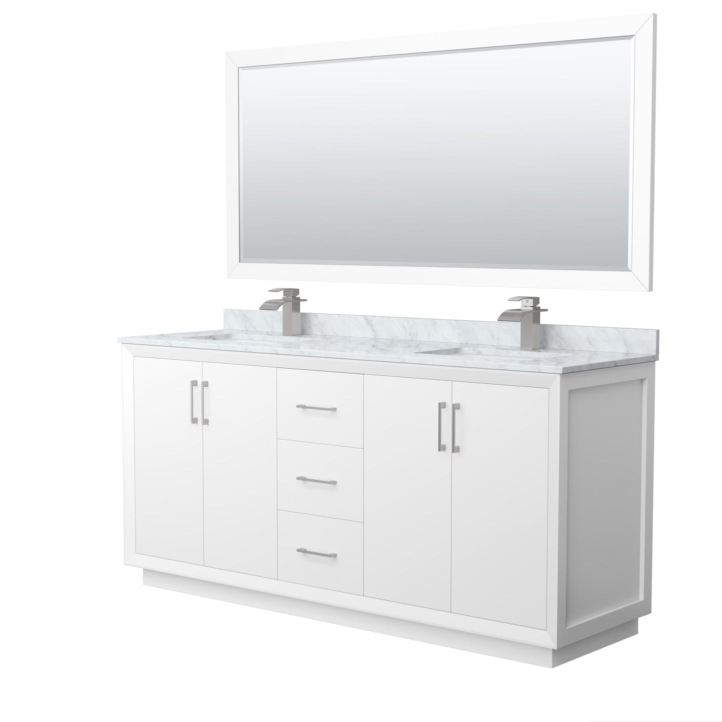 Strada Bathroom Vanity with Countertop 72 inch Double Sink Single hole Faucet Setup