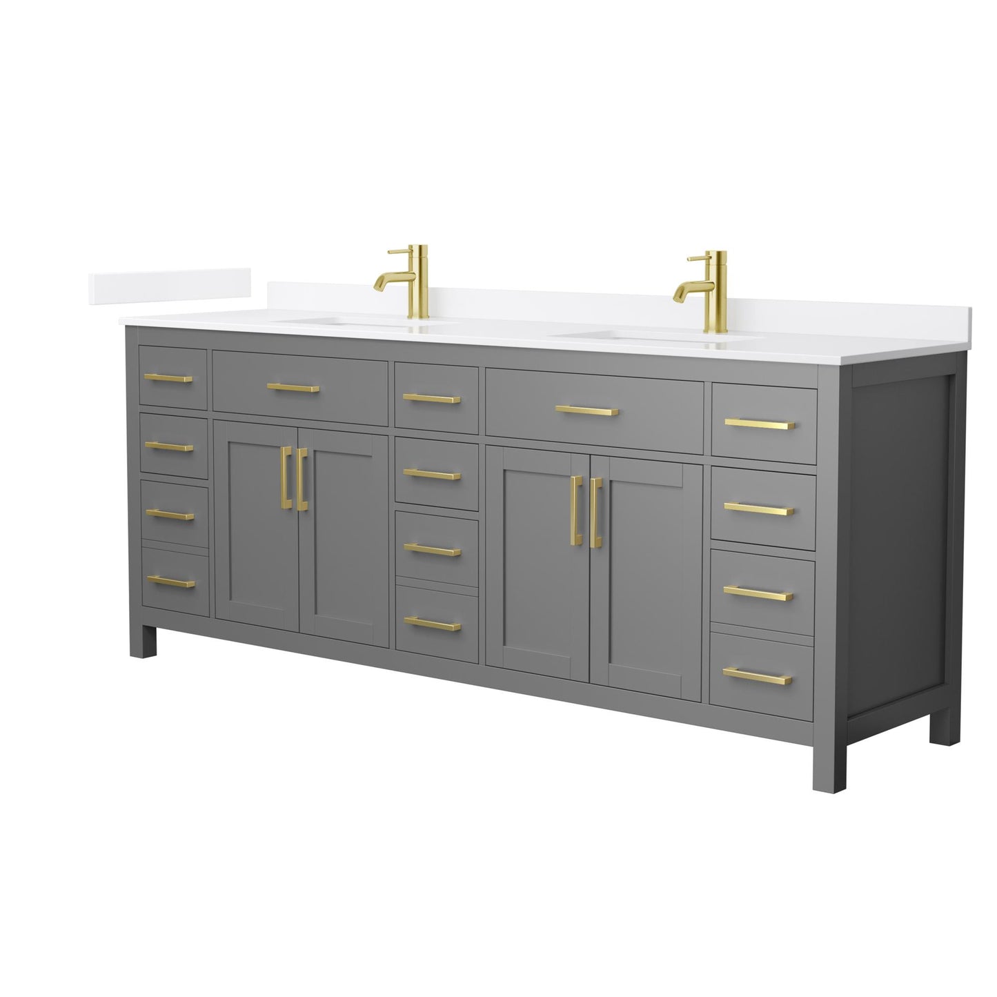 Beckett Bathroom Vanity with Countertop 84 inch Double Sink Single hole Faucet Setup