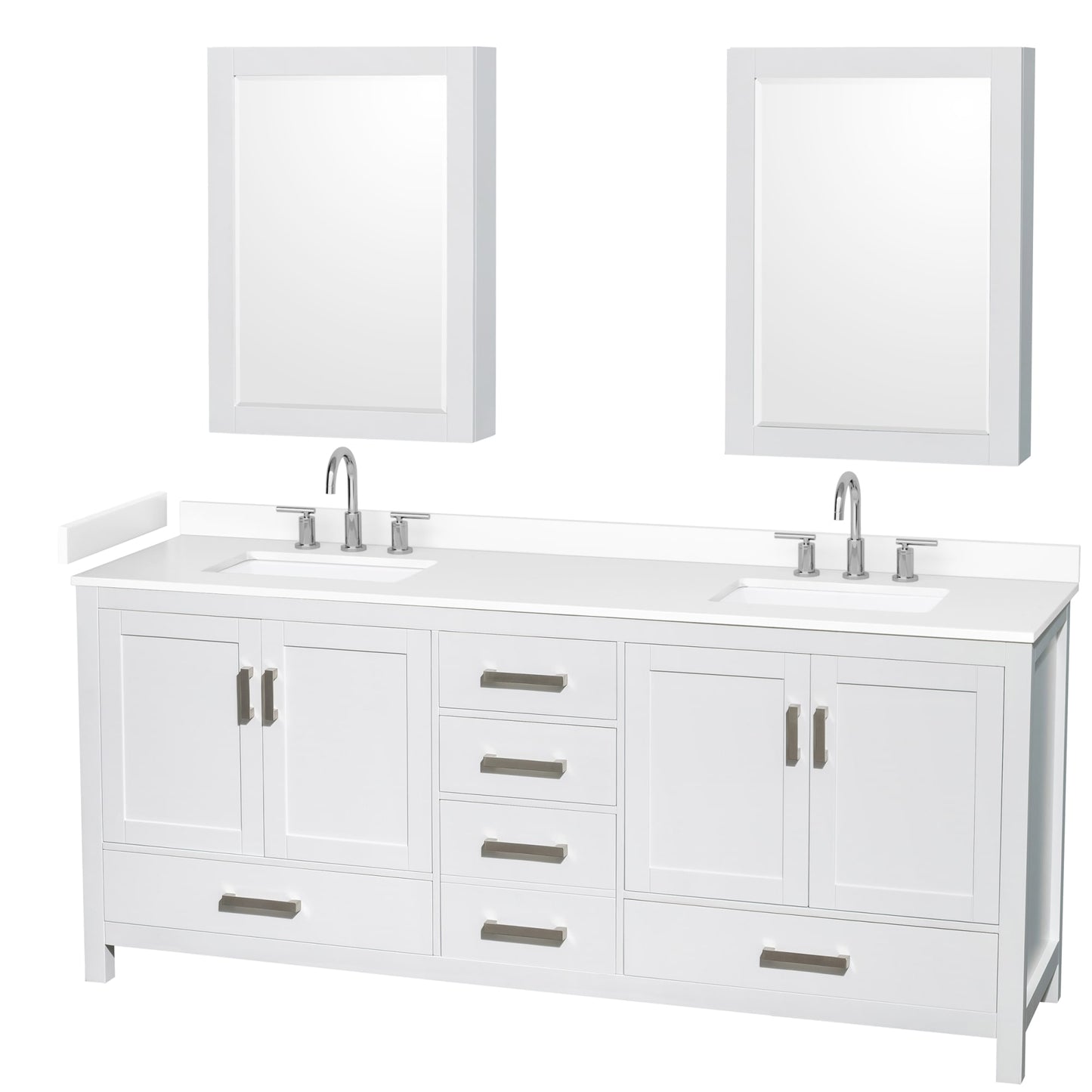 Sheffield Bathroom Vanity with Countertop 80 inch Double Sink 3-hole Faucet Setup