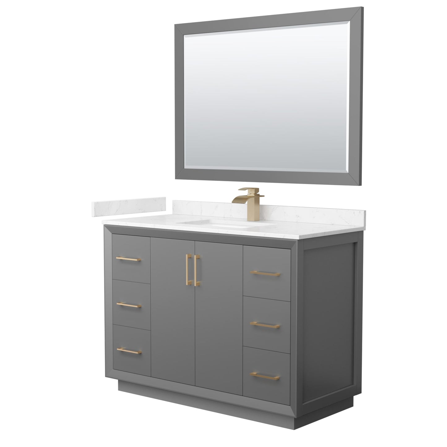 Strada Bathroom Vanity with Countertop 48 inch Single Sink Single hole Faucet Setup