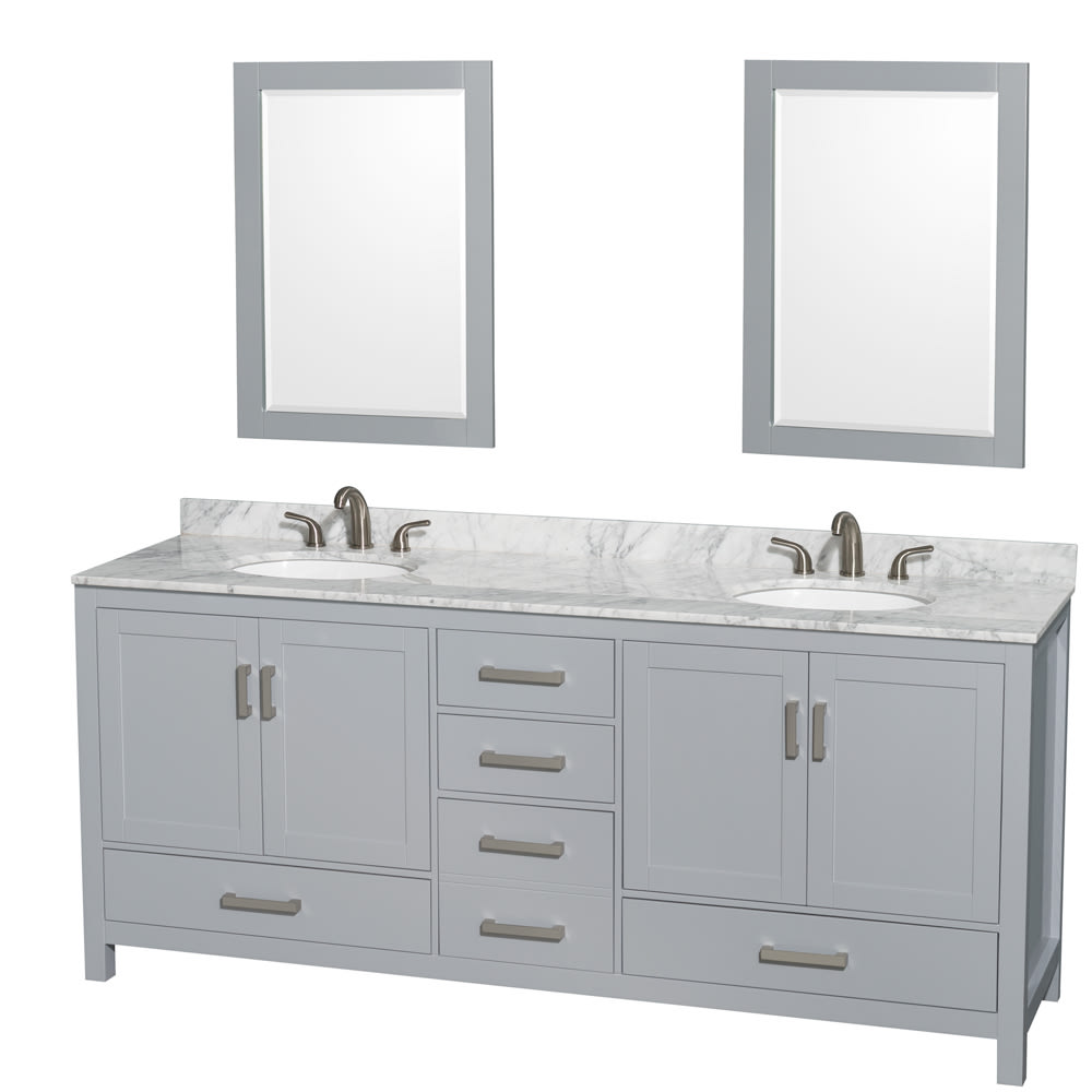 Sheffield Bathroom Vanity with Countertop 80 inch Double Sink 3-hole Faucet Setup