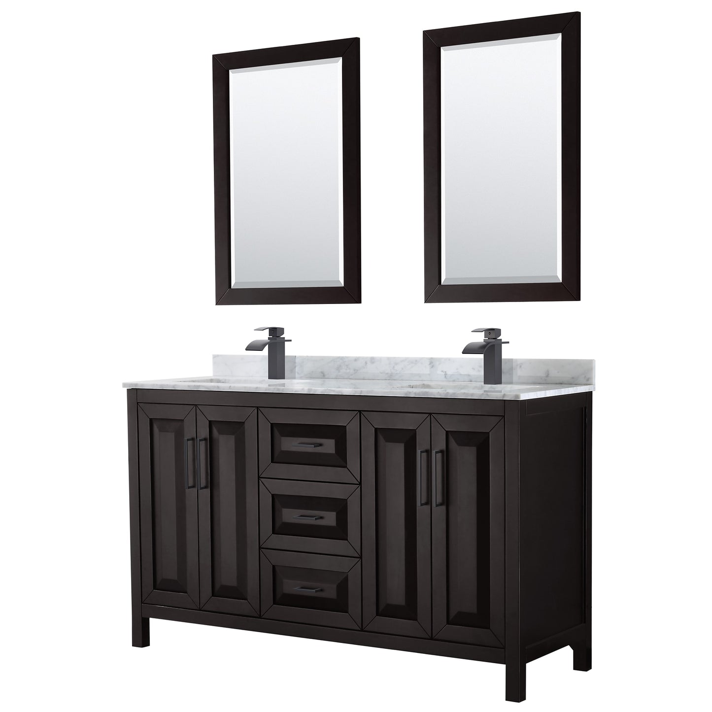 Daria Bathroom Vanity with Countertop 60 inch Double Sink Single hole Faucet Setup