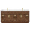 Custom image for Dark Oak with Brushed Gold Trim / White Quartz / No Mirror