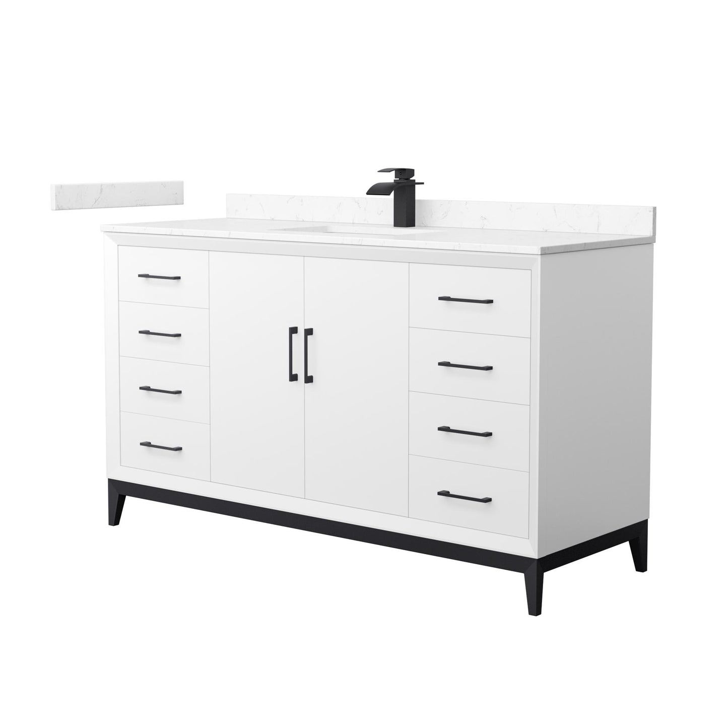Amici Bathroom Vanity with Countertop 60 inch Single Sink Single hole Faucet Setup