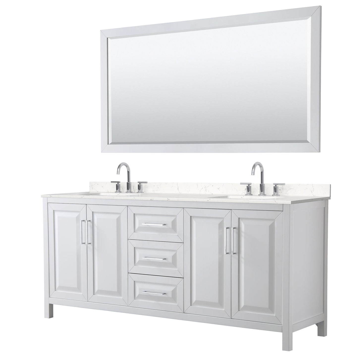 Daria Bathroom Vanity with Countertop 80 inch Double Sink 3-hole Faucet Setup