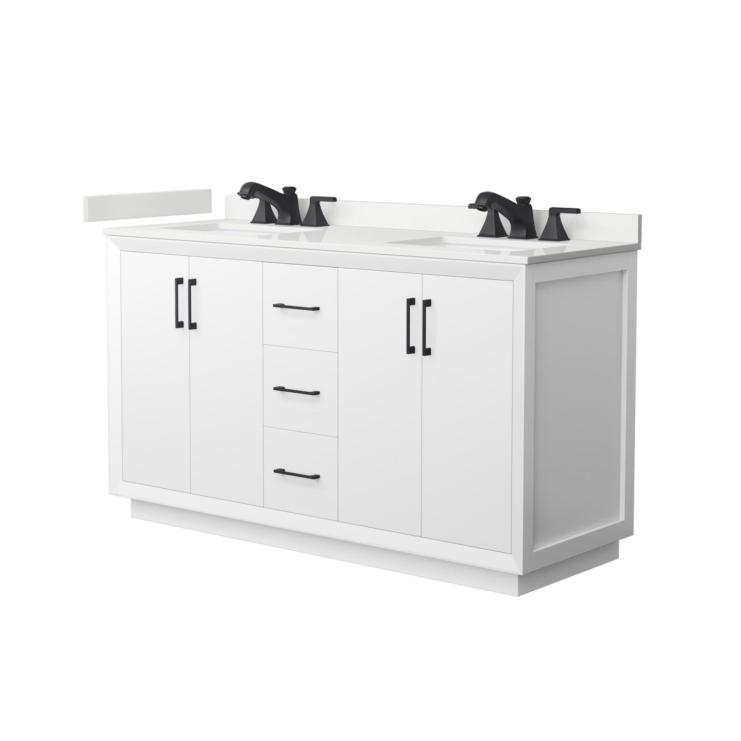 Strada Bathroom Vanity with Countertop 60 inch Double Sink 3-hole Faucet Setup