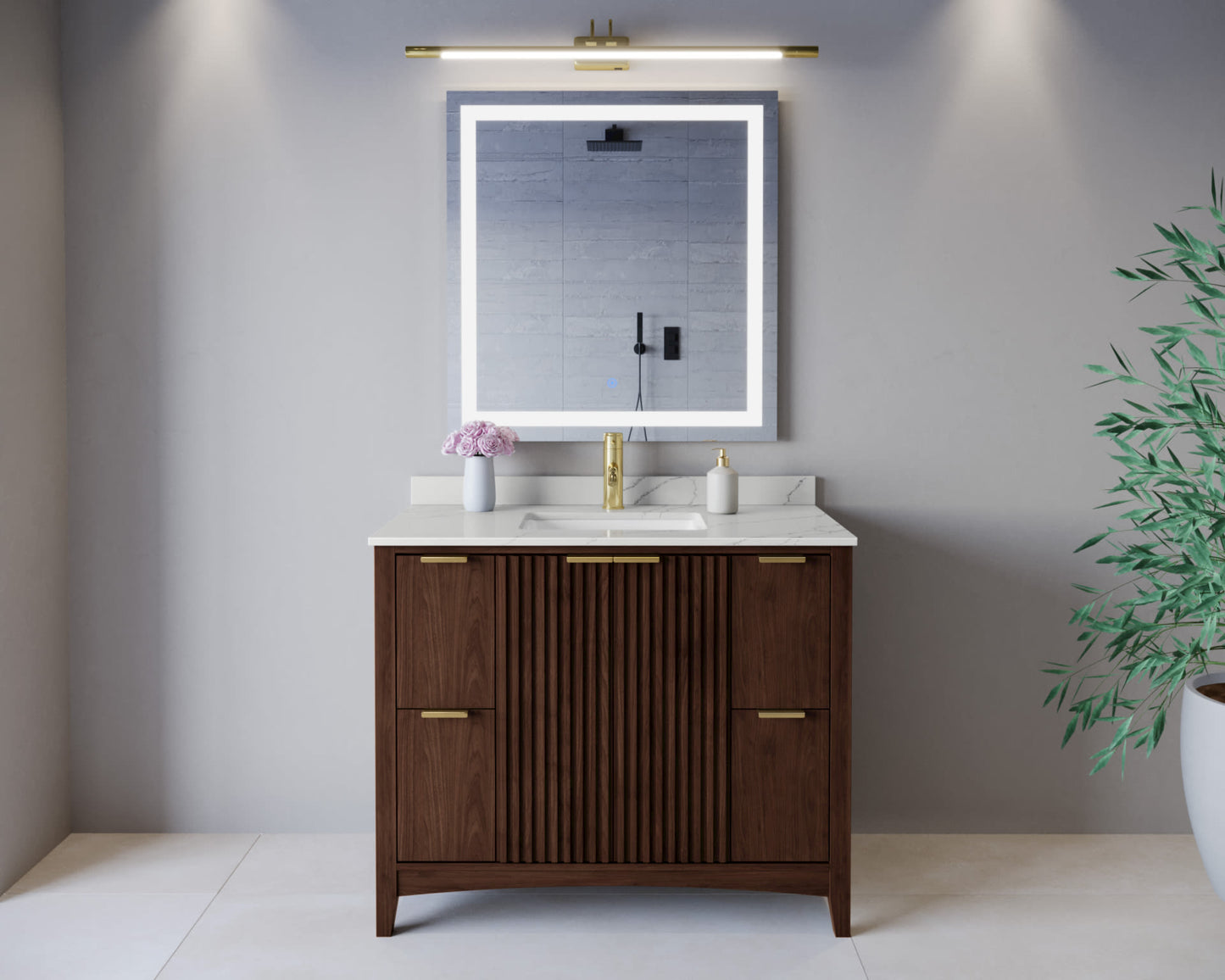 Palmilla Bathroom Vanity with Countertop 42 inch Single Sink Single hole Faucet Setup