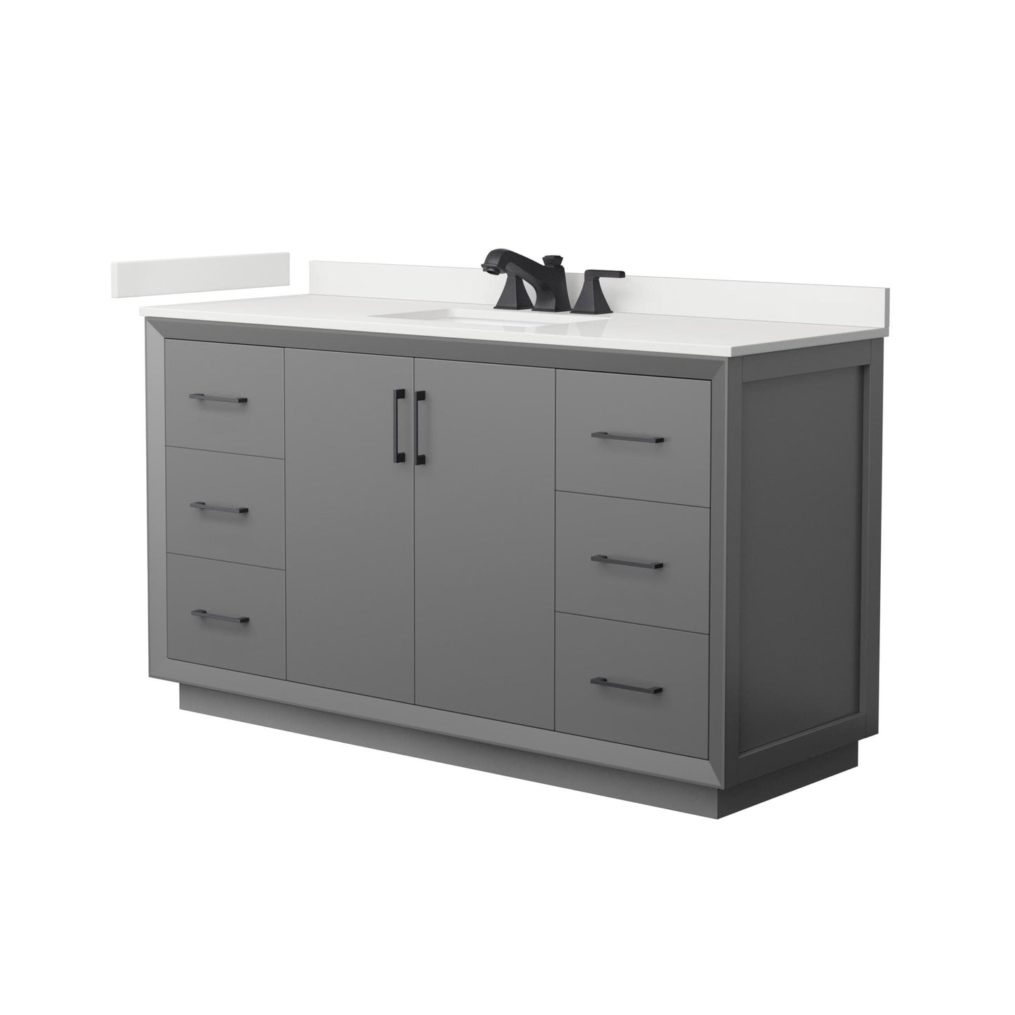 Strada Bathroom Vanity with Countertop 60 inch Single Sink 3-hole Faucet Setup