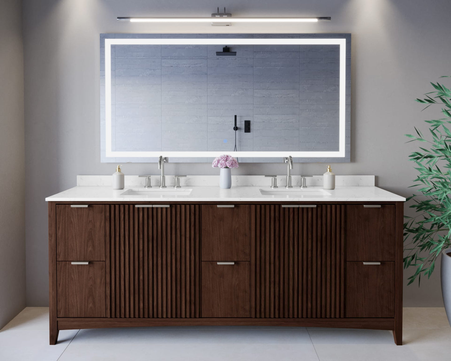 Palmilla Bathroom Vanity with Countertop 84 inch Double Sink 3-hole Faucet Setup