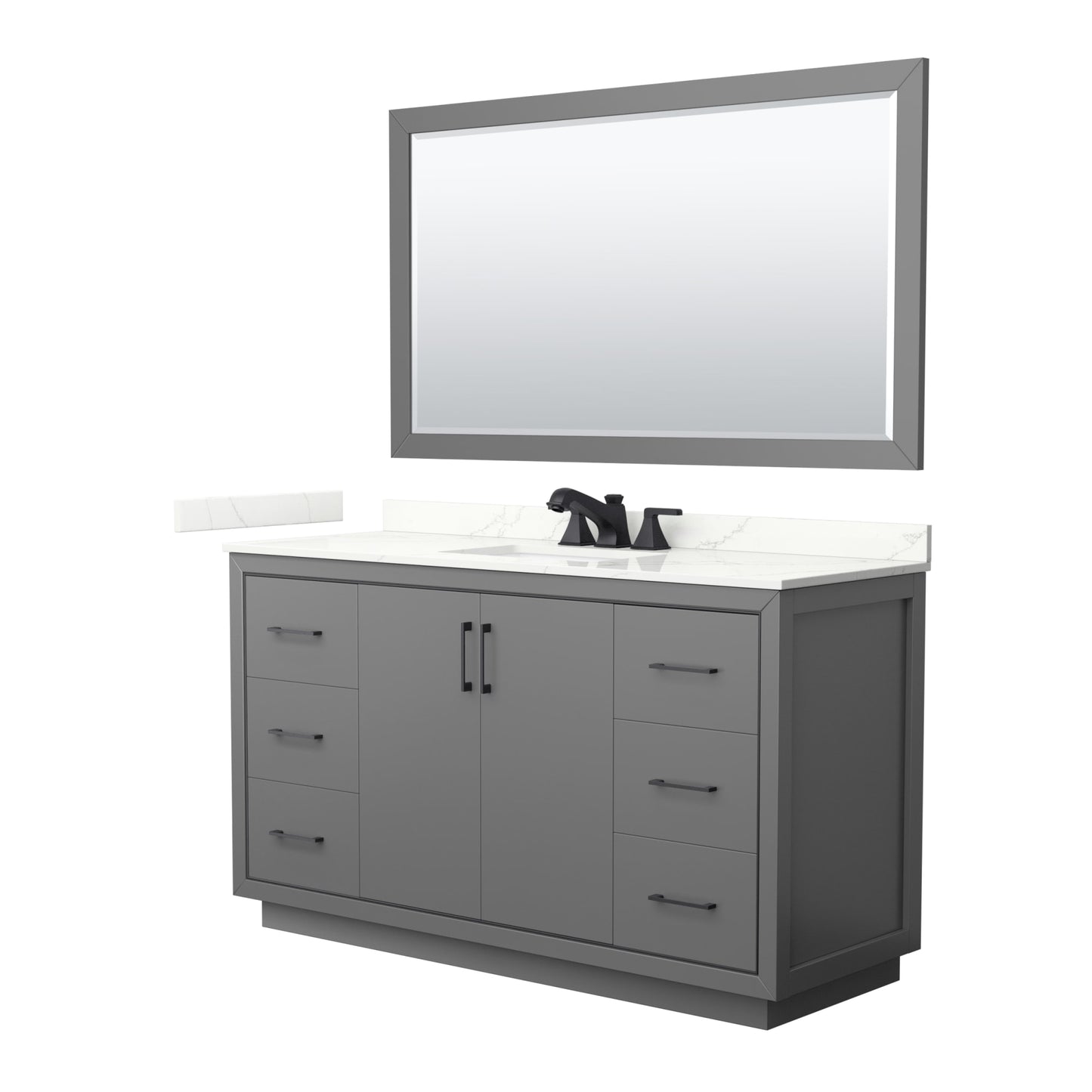 Icon Bathroom Vanity with Countertop 60 inch Single Sink 3-hole Faucet Setup