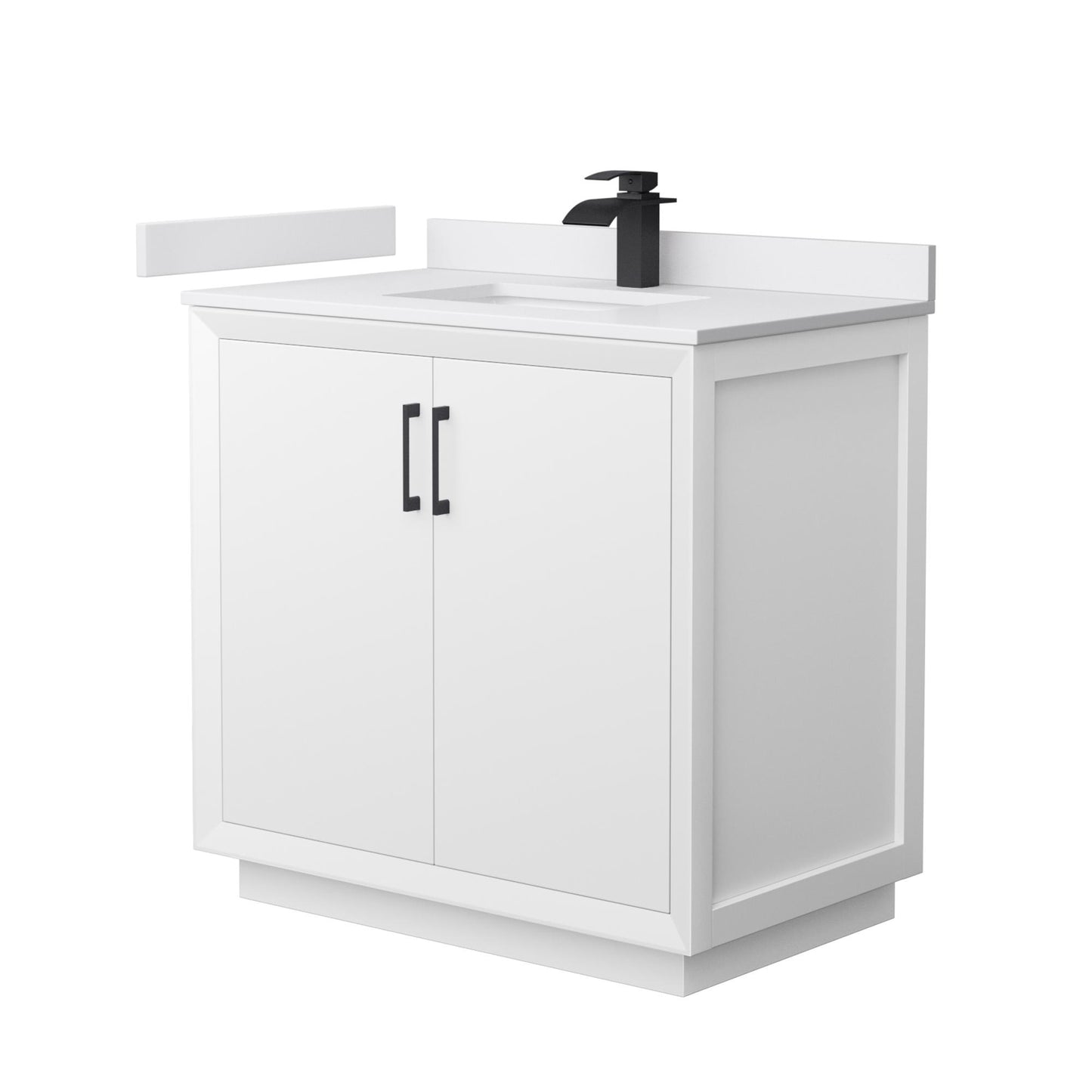 Strada Bathroom Vanity with Countertop 36 inch Single Sink Single hole Faucet Setup