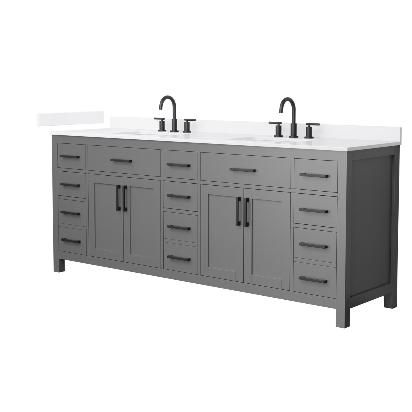 Beckett Bathroom Vanity with Countertop 84 inch Double Sink 3-hole Faucet Setup