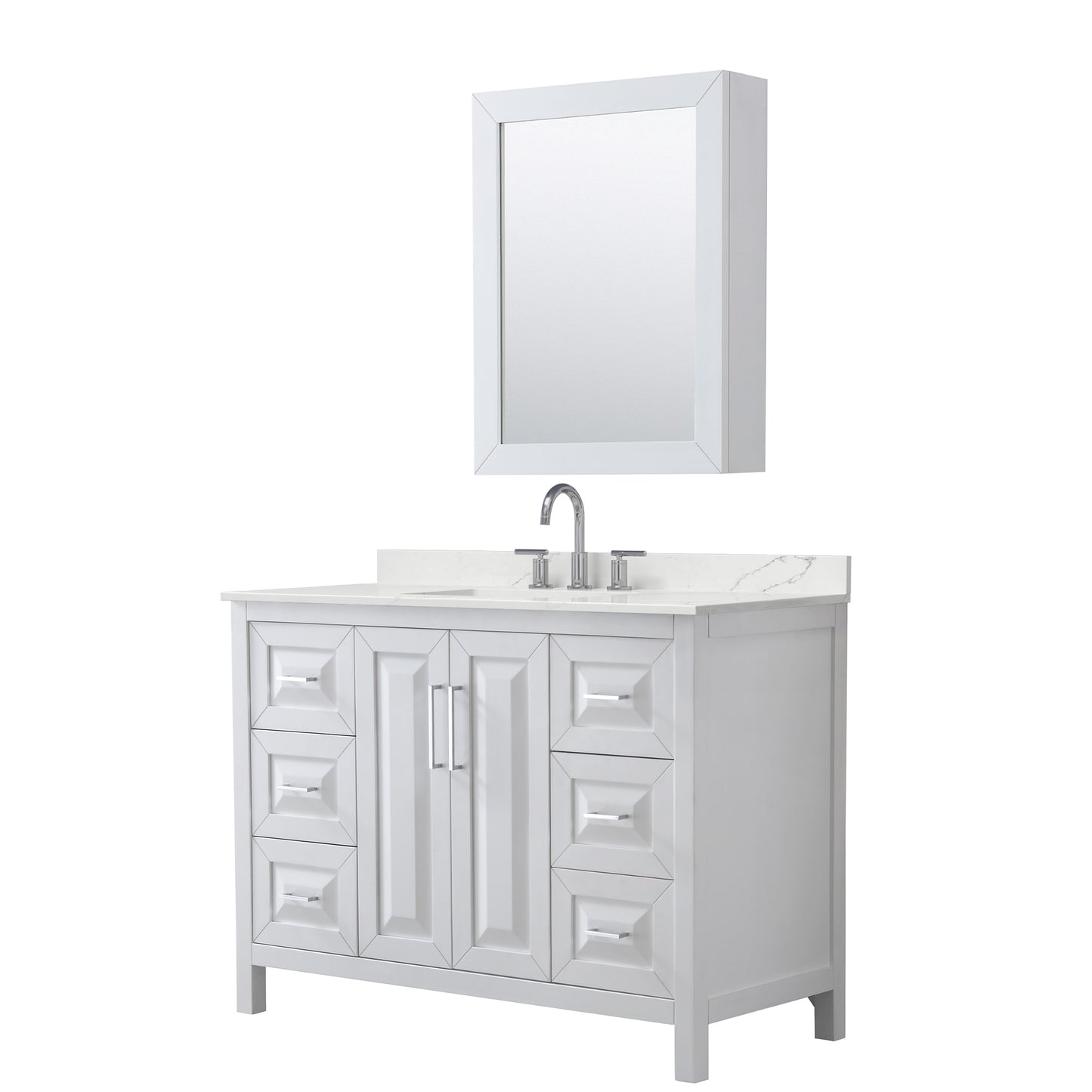Daria Bathroom Vanity with Countertop 48 inch Single Sink 3-hole Faucet Setup