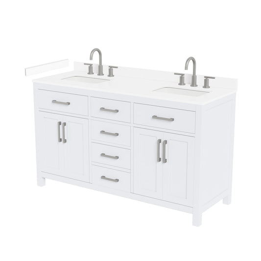 Beckett Bathroom Vanity with Countertop 60 inch Double Sink 3-hole Faucet Setup