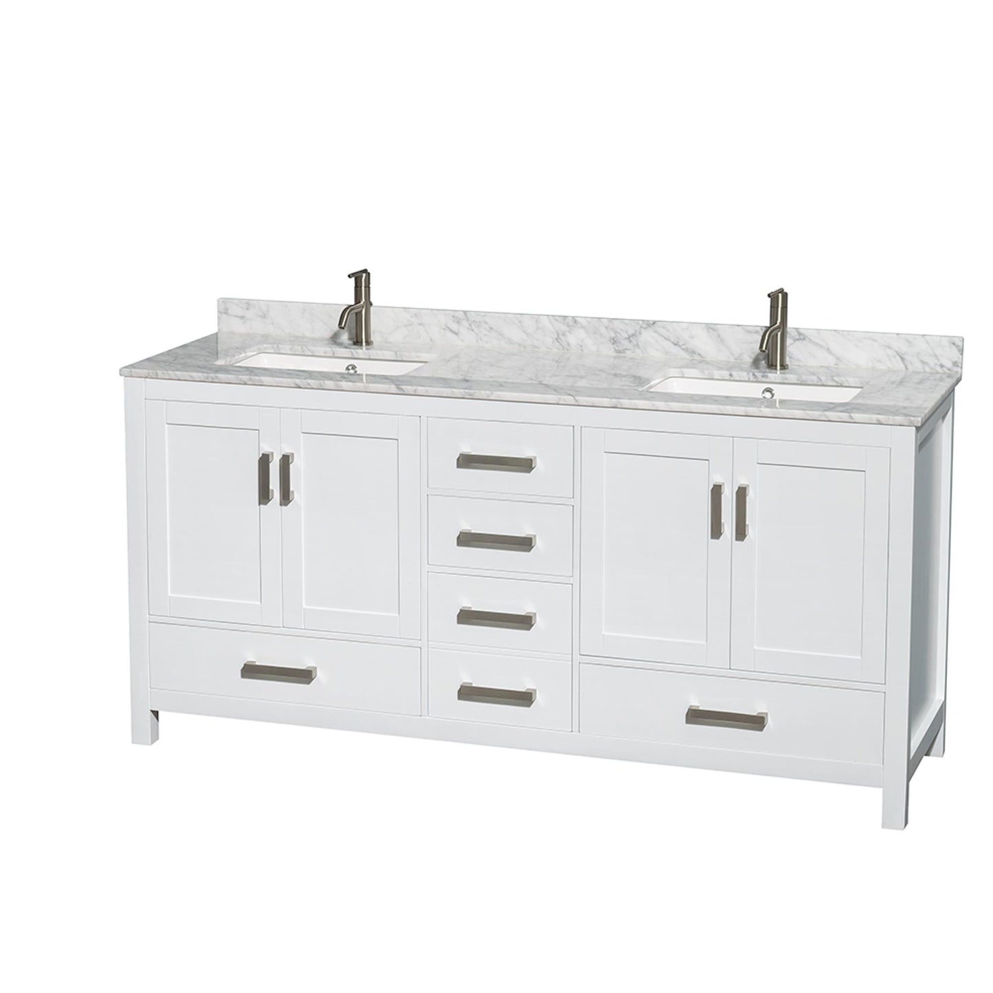 Sheffield Bathroom Vanity with Countertop 72 inch Double Sink Single hole Faucet Setup