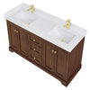 Custom image for Dark Walnut with Brushed Gold Trim / White Cultured Marble / No Mirror