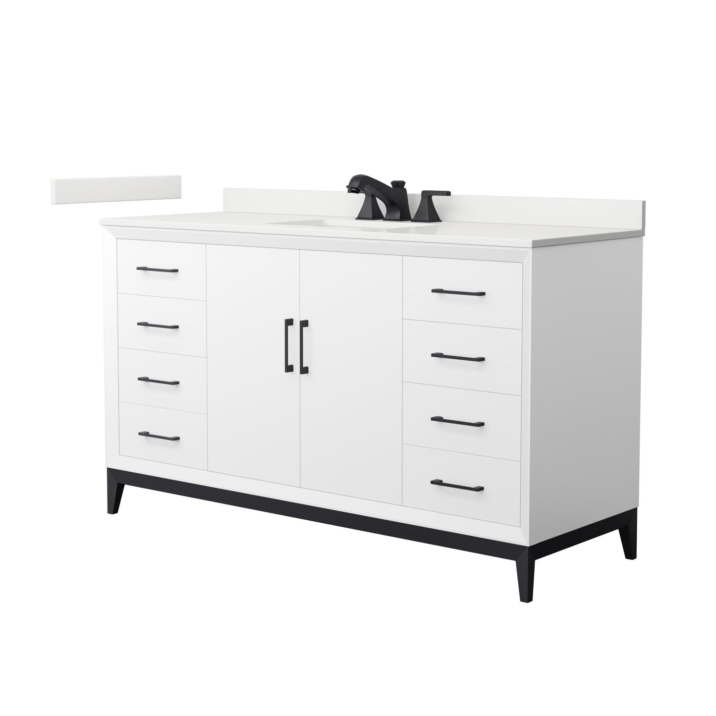 Amici Bathroom Vanity with Countertop 60 inch Single Sink 3-hole Faucet Setup