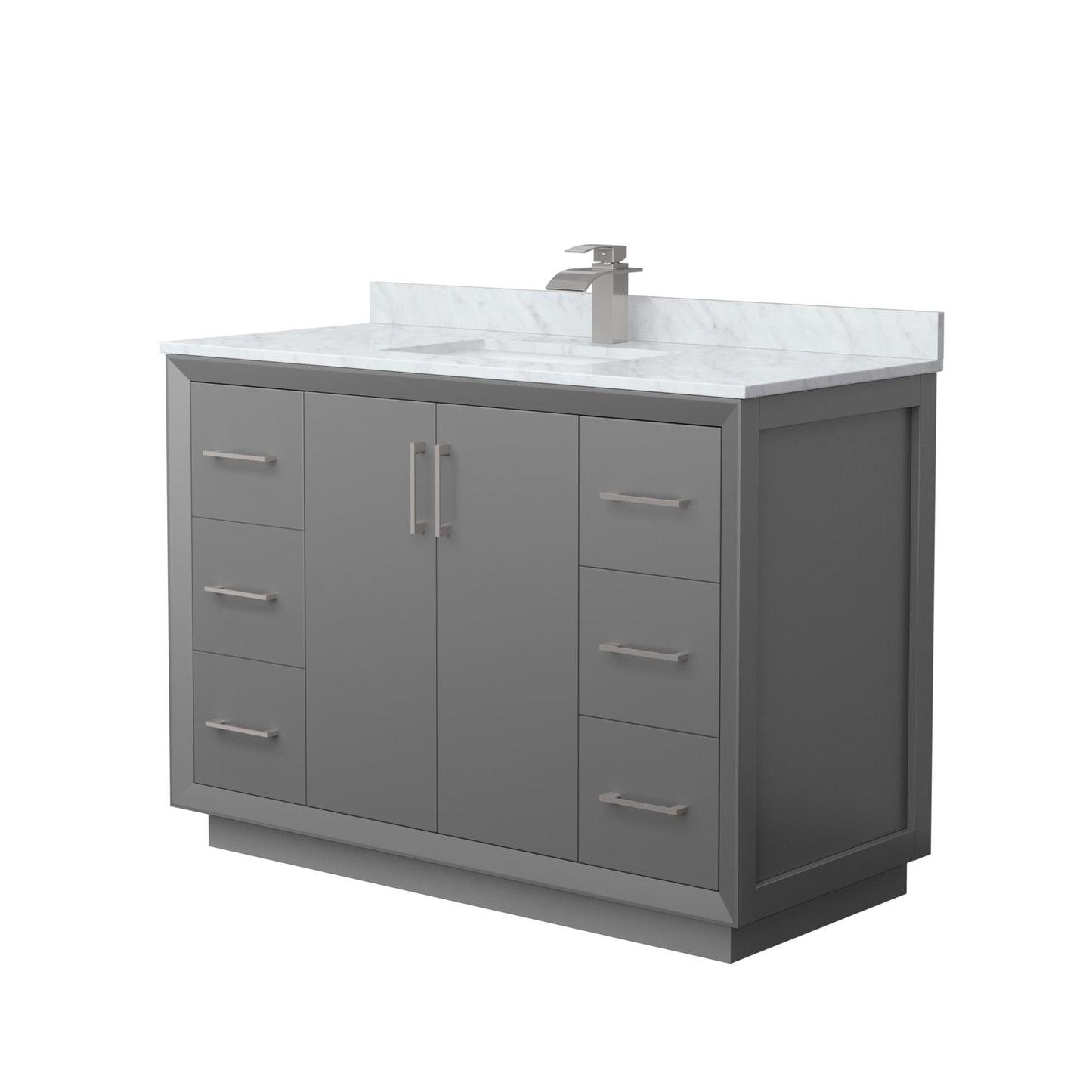 Strada Bathroom Vanity with Countertop 48 inch Single Sink Single hole Faucet Setup