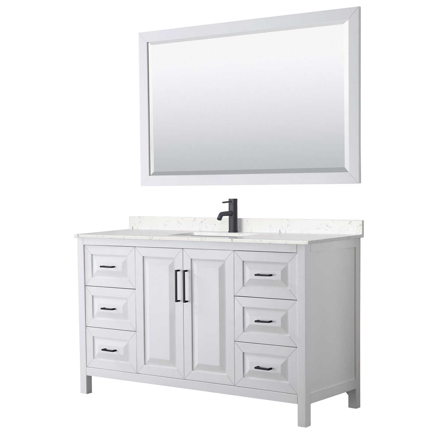 Daria Bathroom Vanity with Countertop 60 inch Single Sink Single hole Faucet Setup