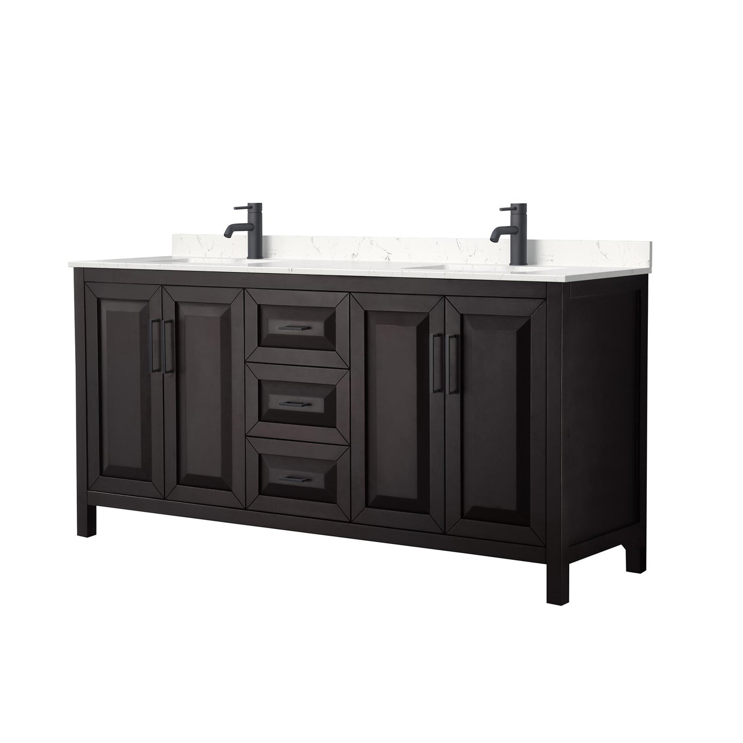 Daria Bathroom Vanity with Countertop 72 inch Double Sink Single hole Faucet Setup
