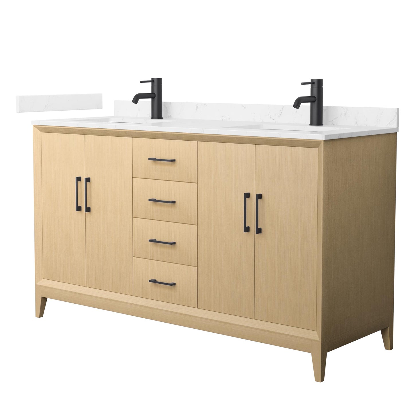 Janna Bathroom Vanity with Countertop 60 inch Double Sink Single hole Faucet Setup
