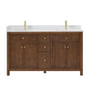 Custom image for Dark Walnut with Brushed Gold Trim / Carrara Cultured Marble / No Mirror