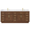 Custom image for Dark Oak with Brushed Gold Trim / White Cultured Marble / No Mirror