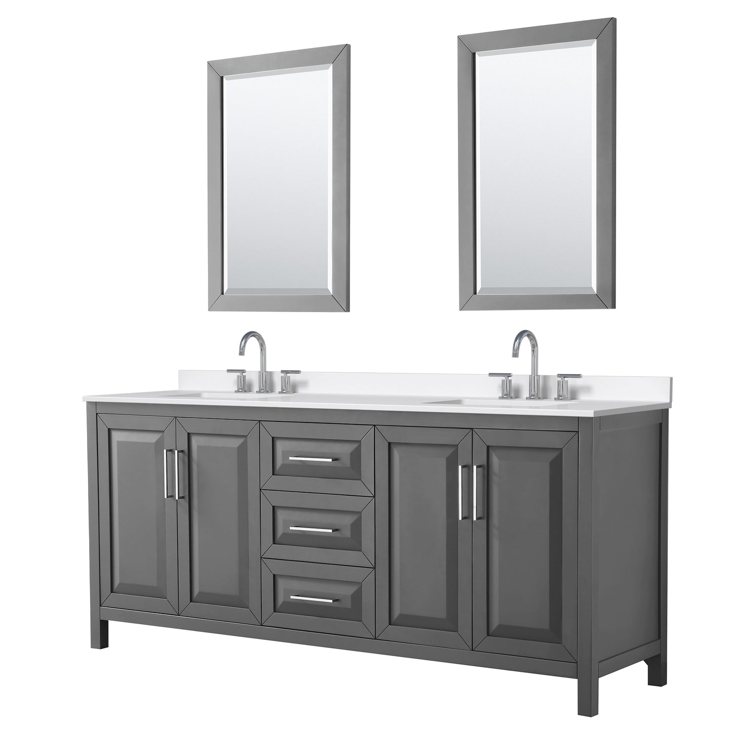 Daria Bathroom Vanity with Countertop 80 inch Double Sink 3-hole Faucet Setup