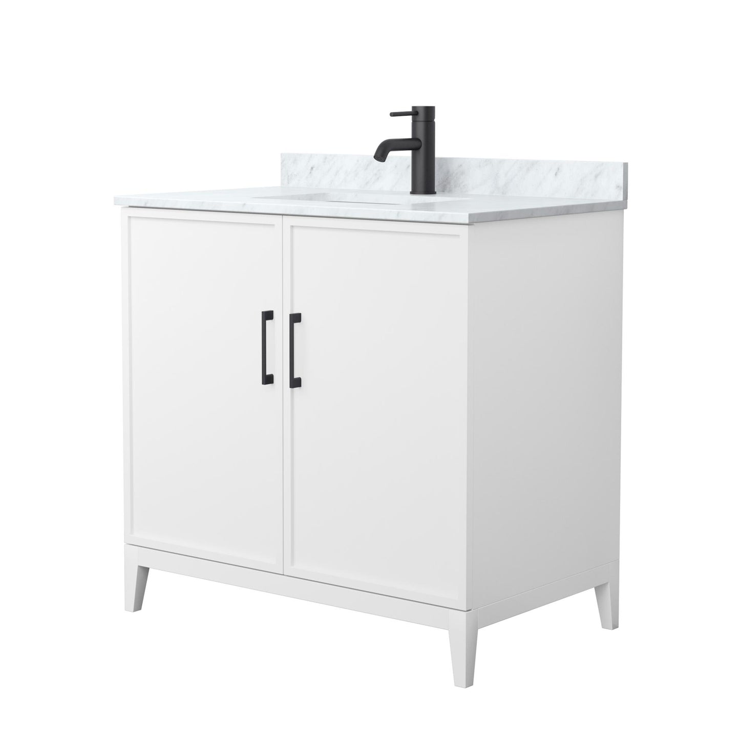 Elan Bathroom Vanity with Countertop 36 inch Single Sink Single hole Faucet Setup