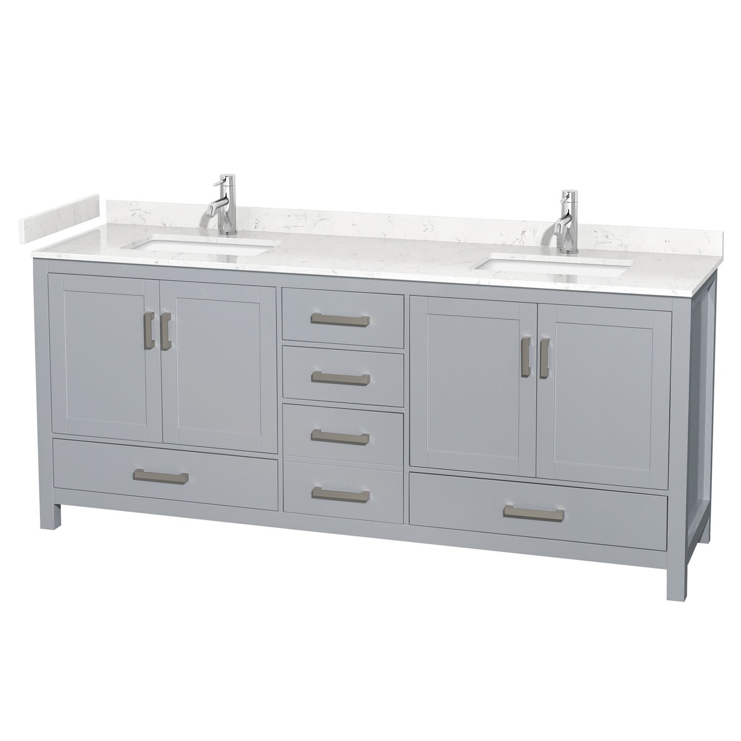 Sheffield Bathroom Vanity with Countertop 80 inch Double Sink Single hole Faucet Setup