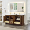 Custom image for Dark Walnut with Brushed Gold Trim / White Cultured Marble / No Mirror