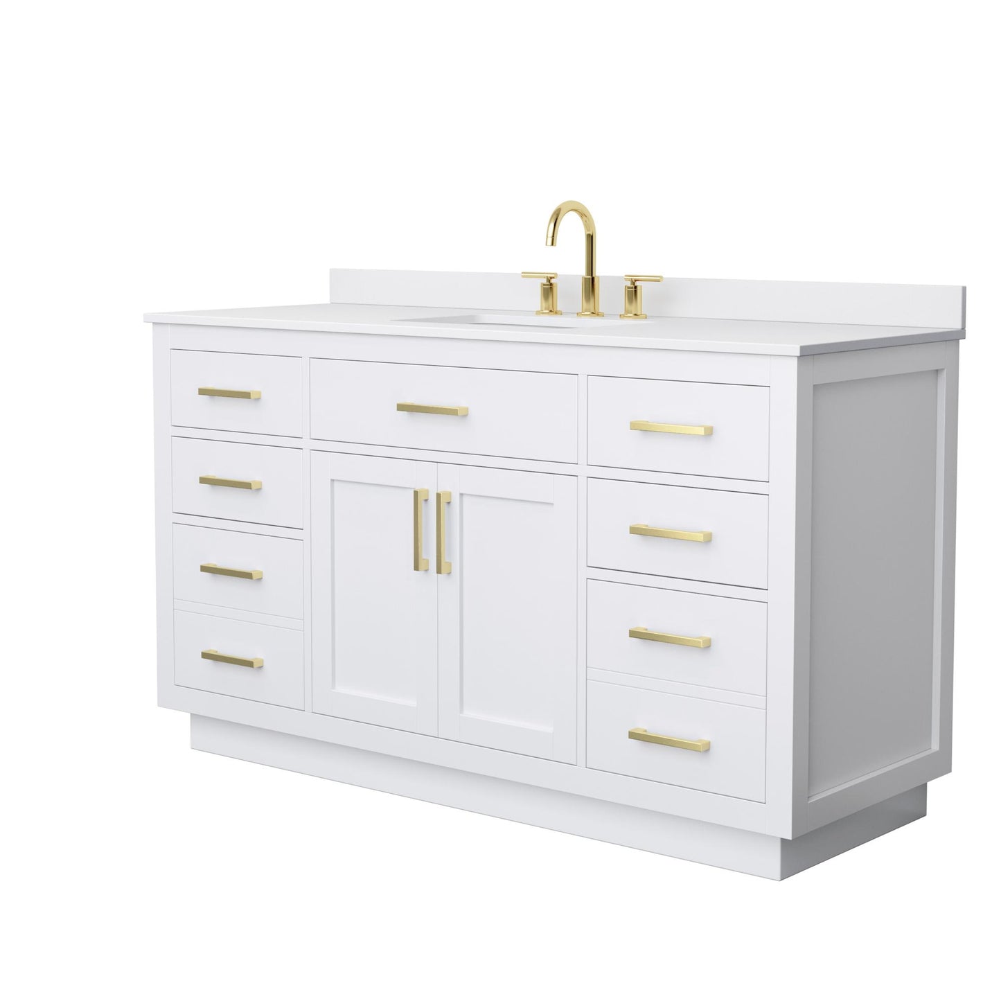 Beckett TK Bathroom Vanity with Countertop 60 inch Single Sink 3-hole Faucet Setup