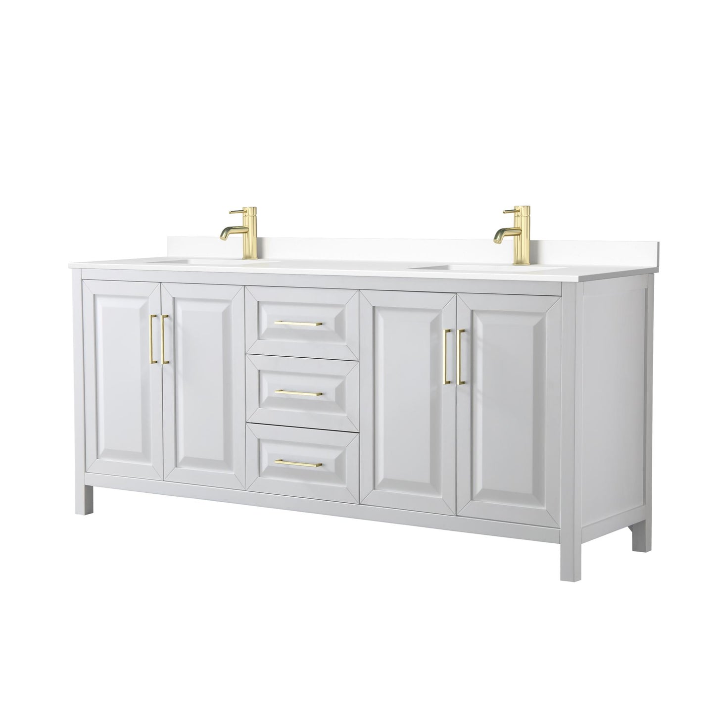 Daria Bathroom Vanity with Countertop 80 inch Double Sink Single hole Faucet Setup