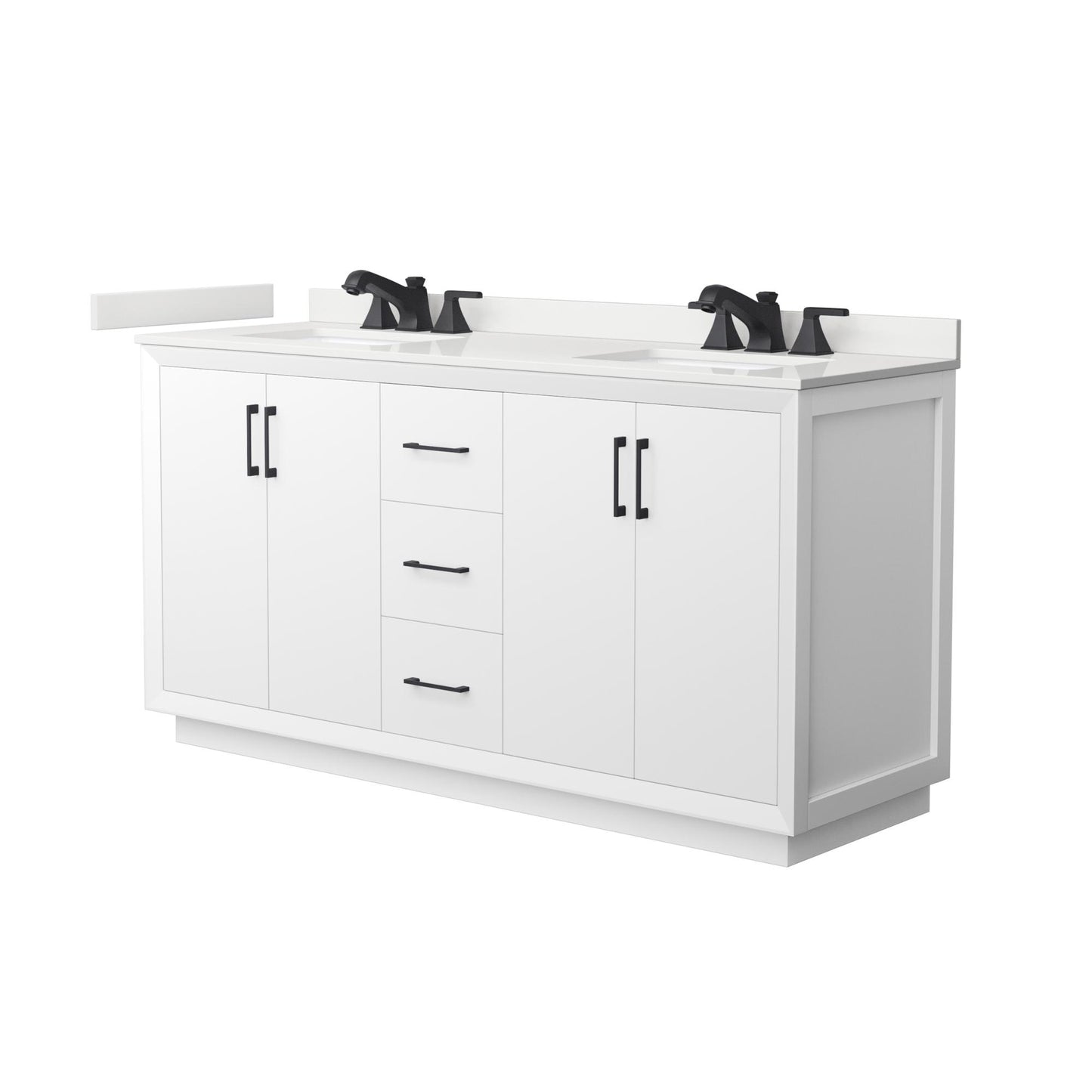 Strada Bathroom Vanity with Countertop 66 inch Double Sink 3-hole Faucet Setup