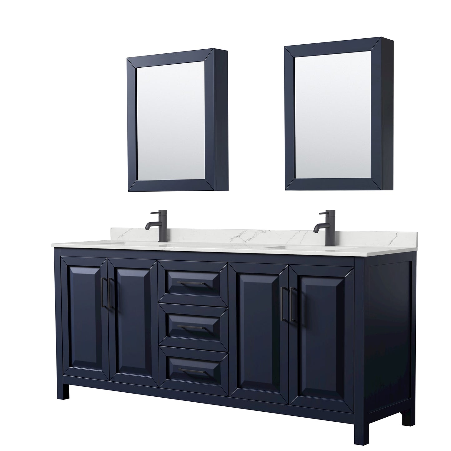 Daria Bathroom Vanity with Countertop 80 inch Double Sink Single hole Faucet Setup