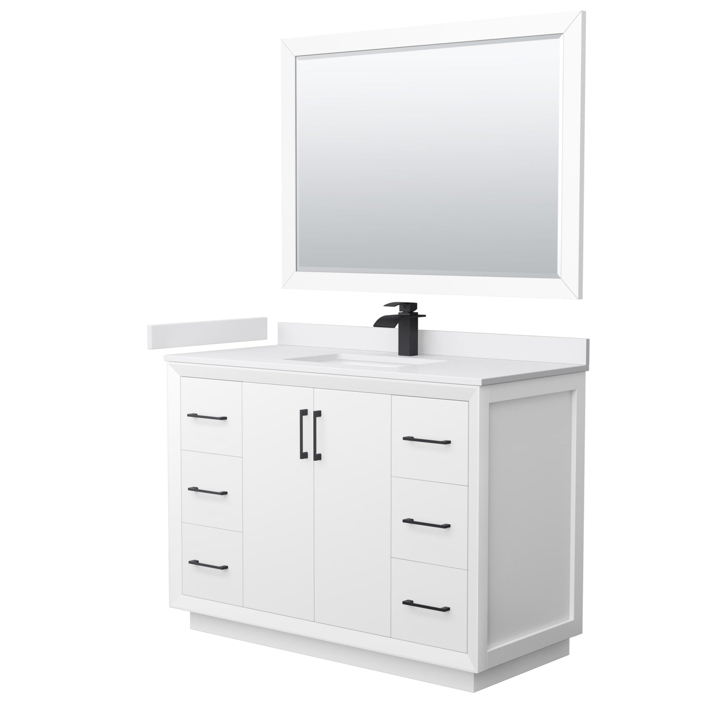 Strada Bathroom Vanity with Countertop 48 inch Single Sink Single hole Faucet Setup