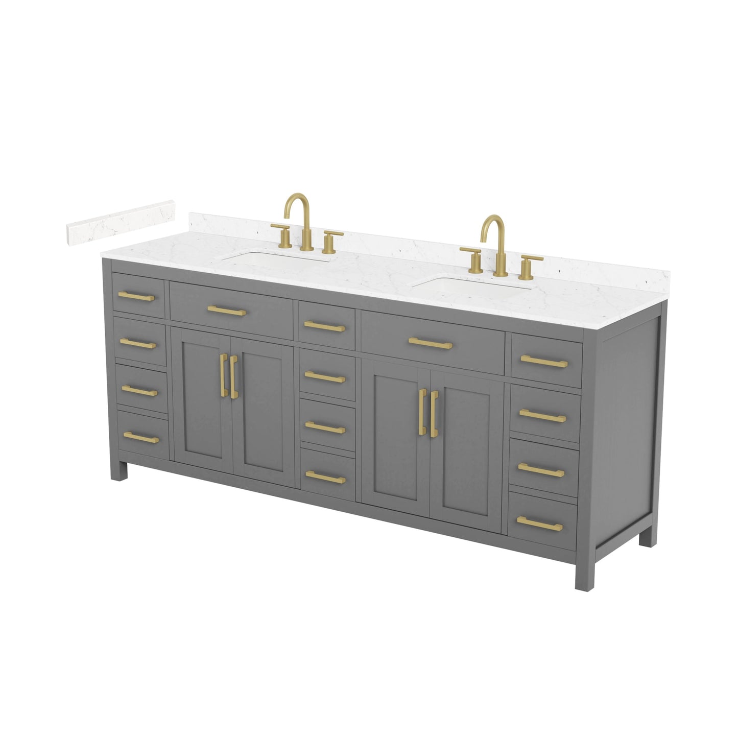 Beckett Bathroom Vanity with Countertop 84 inch Double Sink 3-hole Faucet Setup