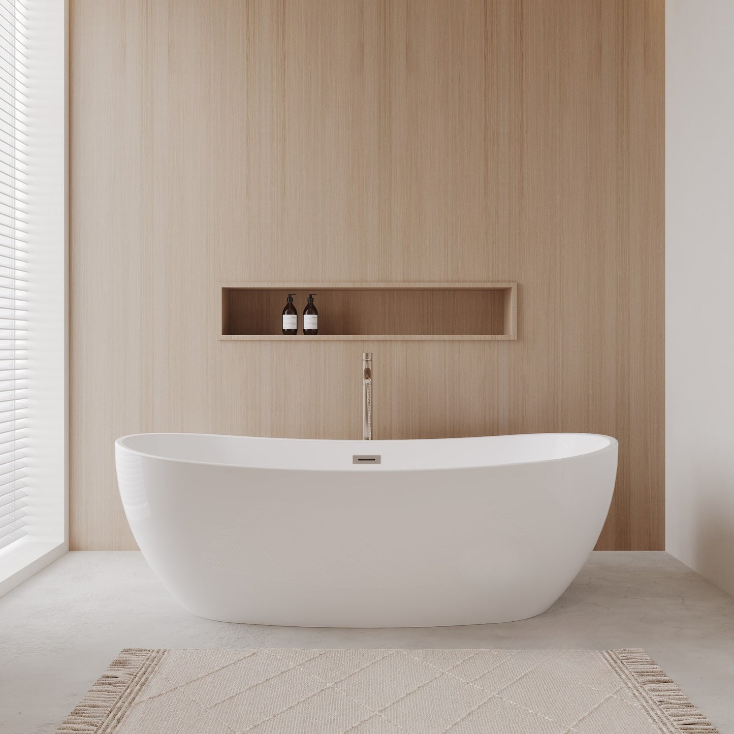 Rebecca Freestanding Acrylic Bathtub With Faucet 70 inch