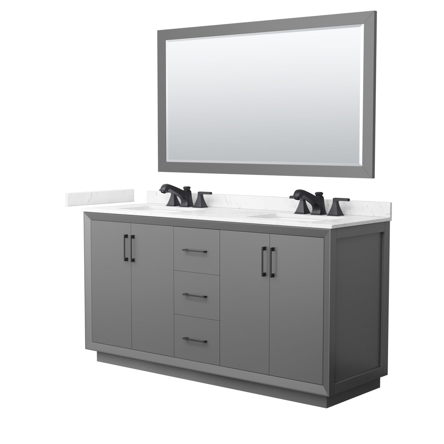 Strada Bathroom Vanity with Countertop 66 inch Double Sink 3-hole Faucet Setup