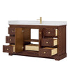 Custom image for Dark Walnut with Brushed Gold Trim / White Cultured Marble / No Mirror