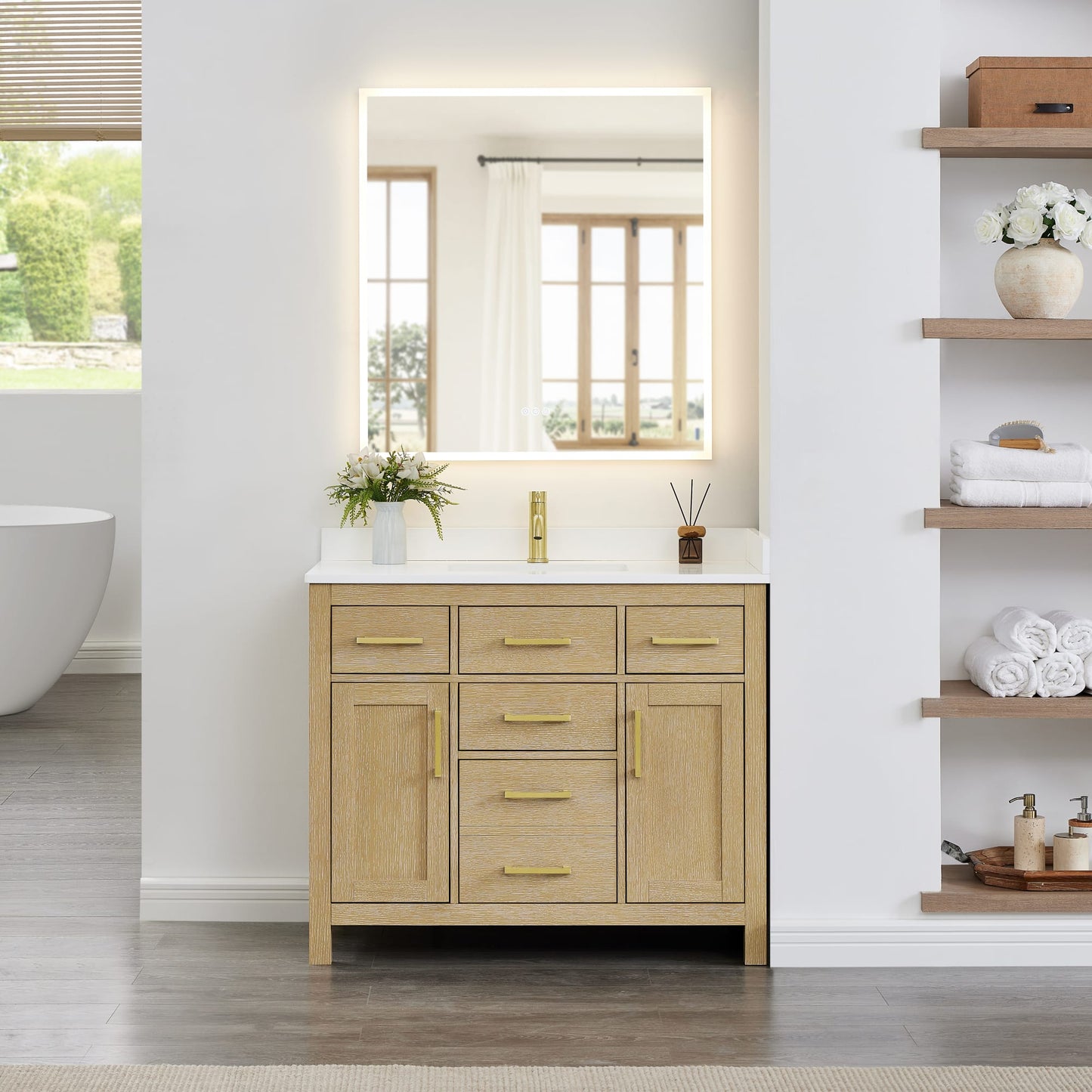 Beckett Bathroom Vanity with Countertop 42 inch Single Sink Single hole Faucet Setup