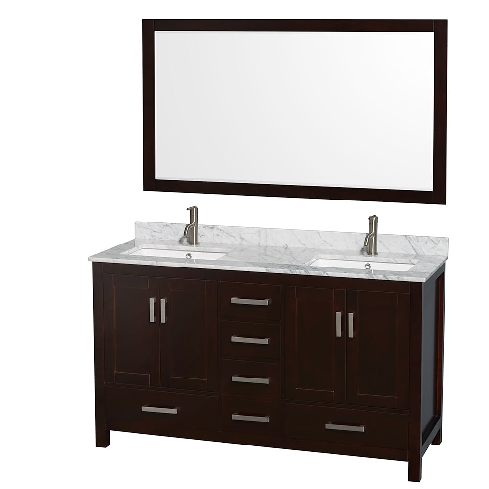 Sheffield Bathroom Vanity with Countertop 60 inch Double Sink Single hole Faucet Setup