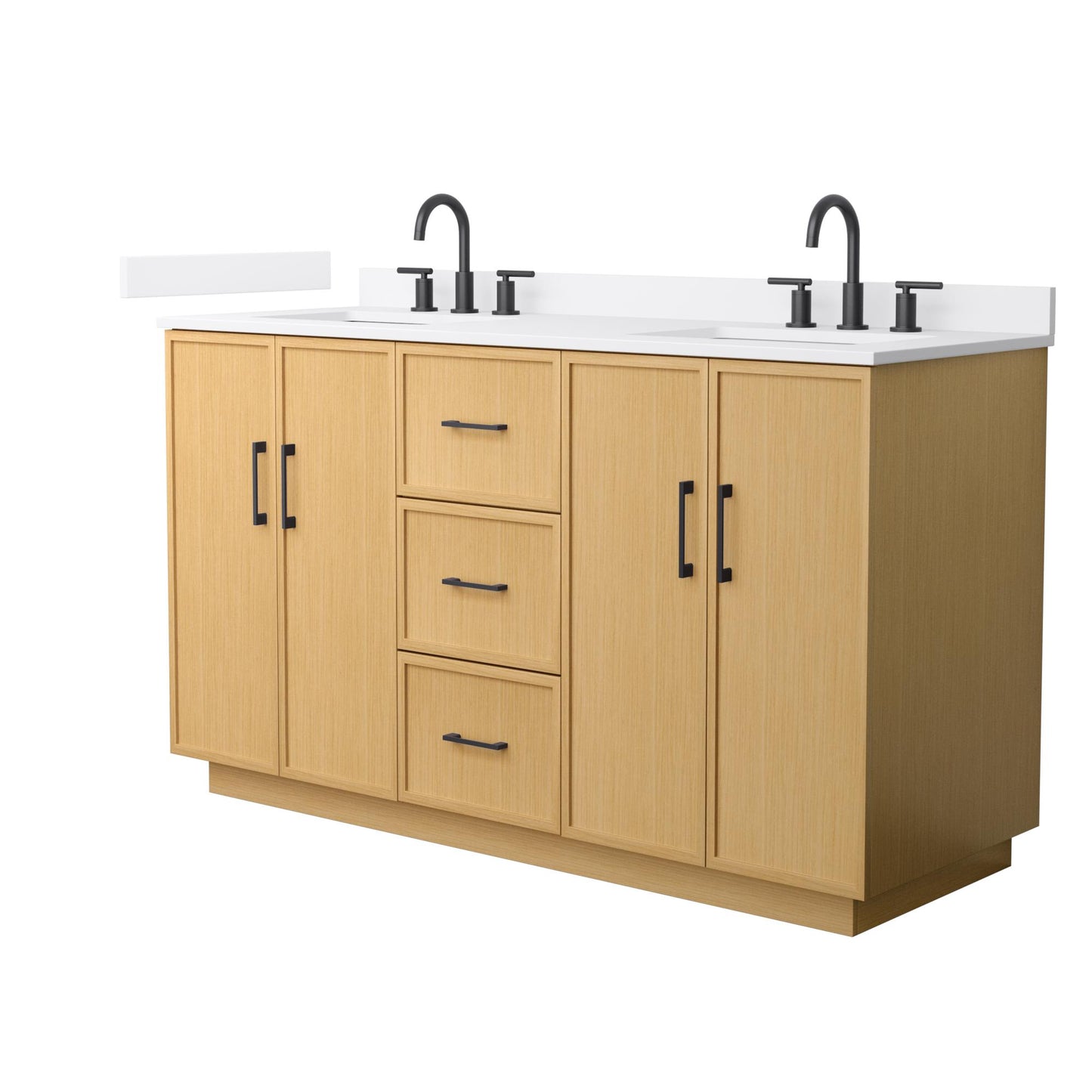 Elan TK Bathroom Vanity with Countertop 60 inch Double Sink 3-hole Faucet Setup