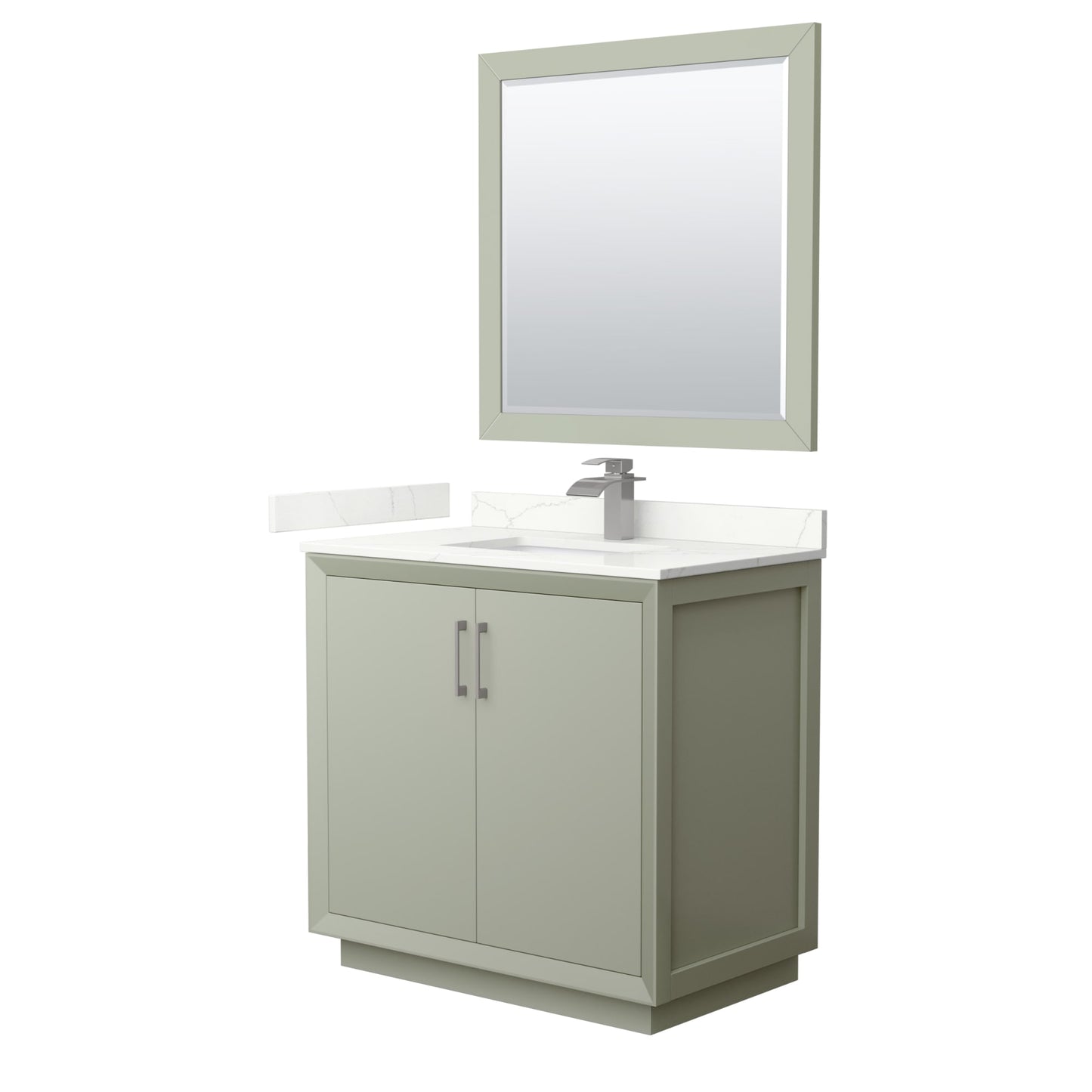 Strada Bathroom Vanity with Countertop 36 inch Single Sink Single hole Faucet Setup