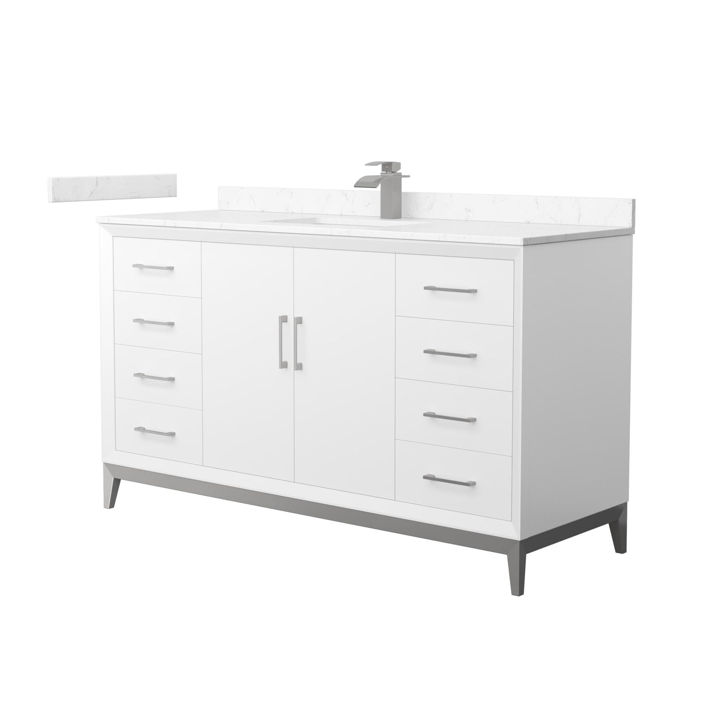 Amici Bathroom Vanity with Countertop 60 inch Single Sink Single hole Faucet Setup